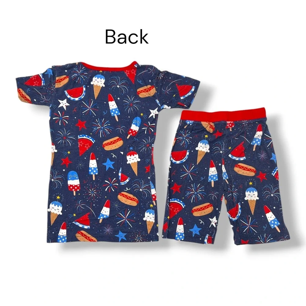 Little Sleepies Sparkle Treats 5/6 Bamboo Pajamas Patriotic Summer Americana Set